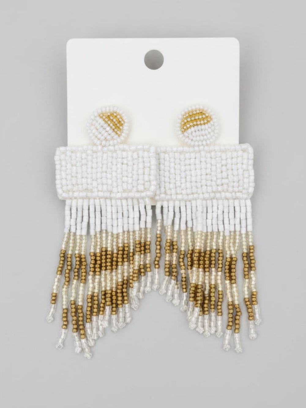 Kasey White Fringe Beaded Earrings